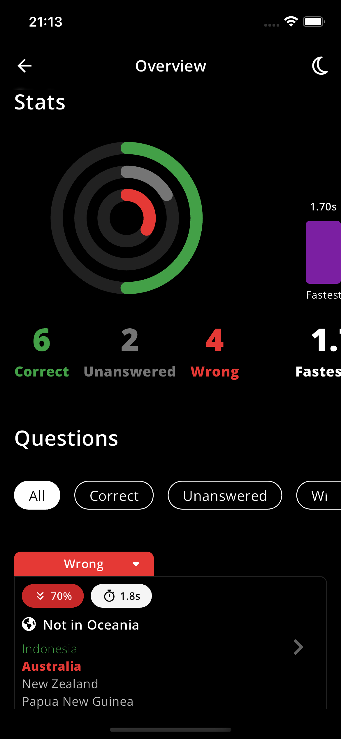 GeoGaburi - Last match stats screen preview