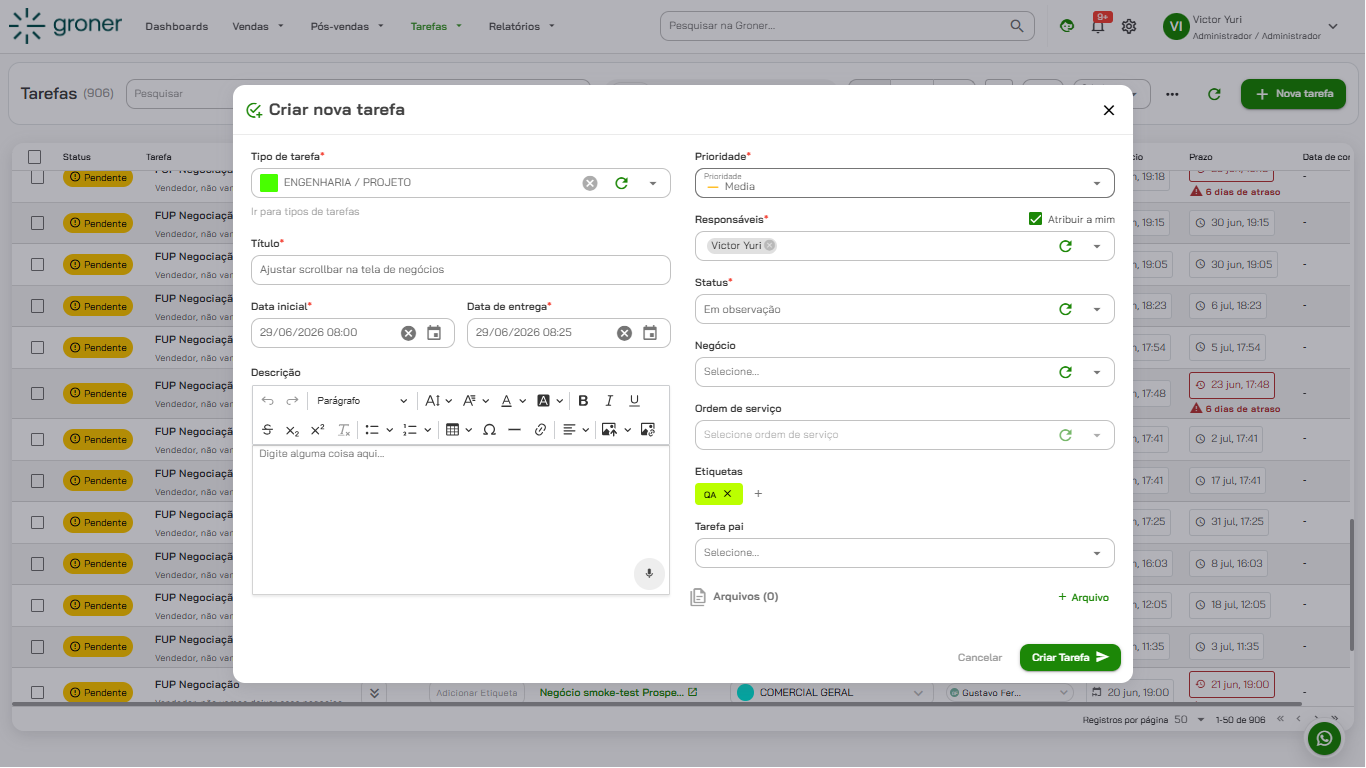 Groner - Create Task Screen