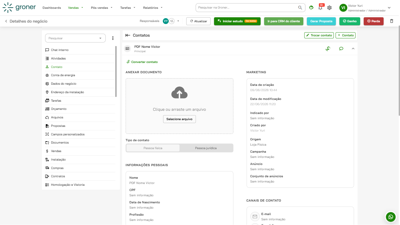 Groner - Lead Details Screen