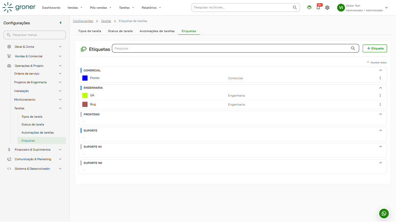Groner - Task Tag List Screen