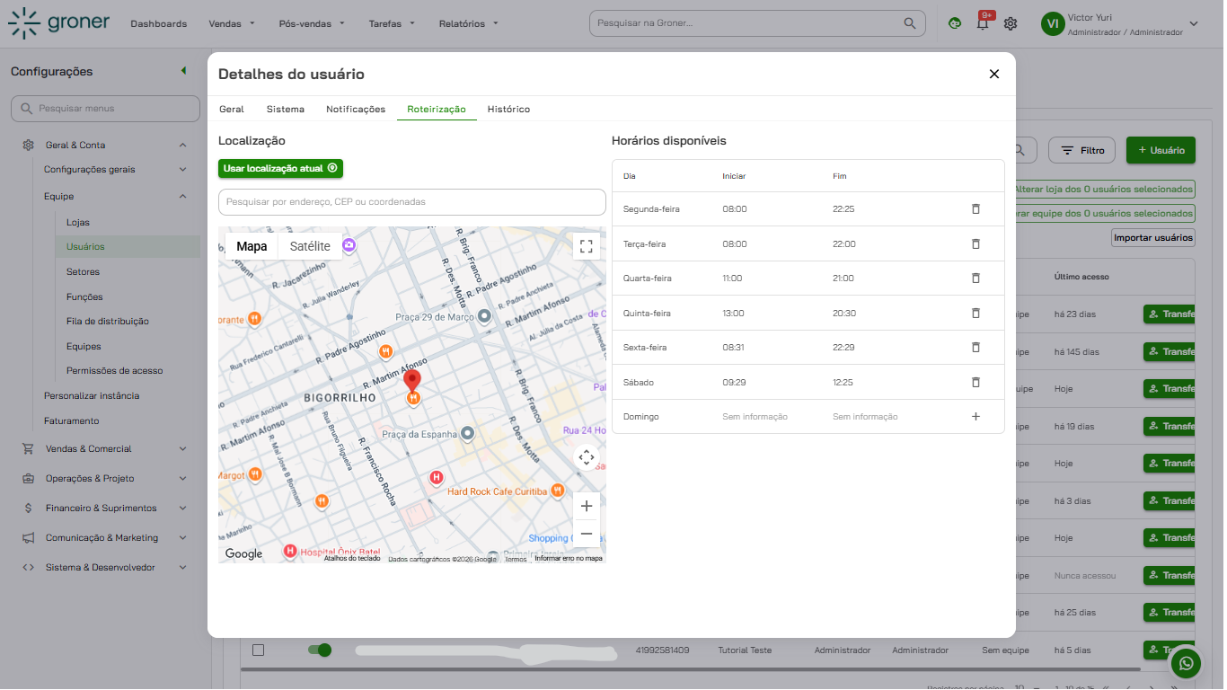 Groner - User Details Routing Tab